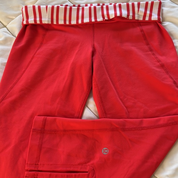Lululemon Athletica Classic Orange high rise wide leg cropped yoga pants Size4-6 - Picture 7 of 15